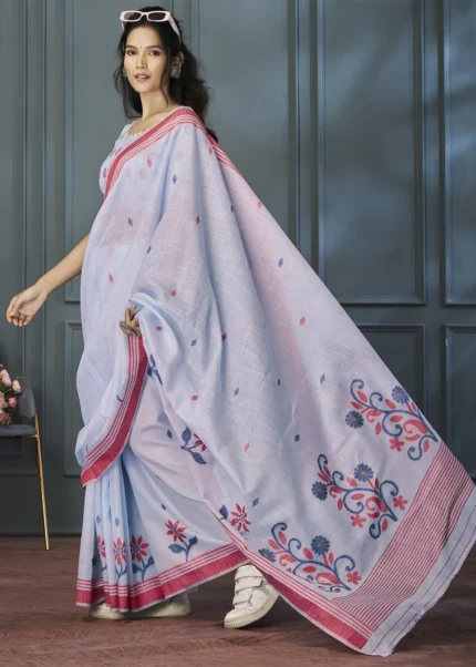 Lavender Linen Saree