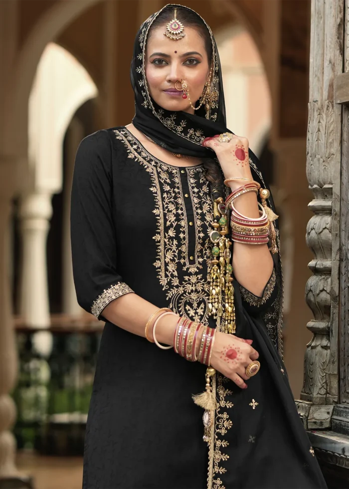 Black Patiala Suit with Embroidery Work