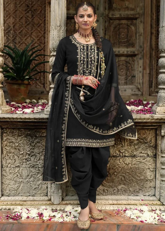 Black Patiala Suit with Embroidery Work