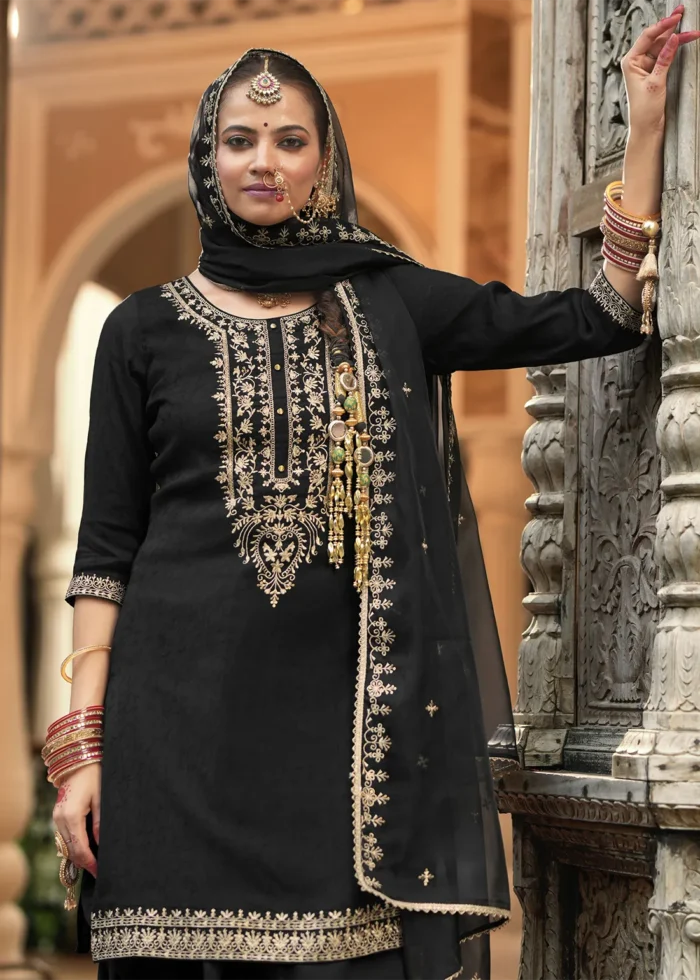 Black Patiala Suit with Embroidery Work