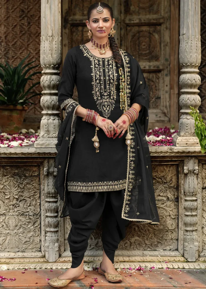 Black Patiala Suit with Embroidery Work