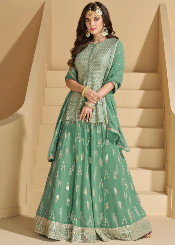 Sea Green Georgette Lehenga Suit