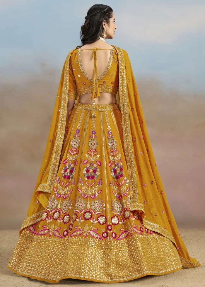 Yellow Georgette Embroidered Lehenga Choli