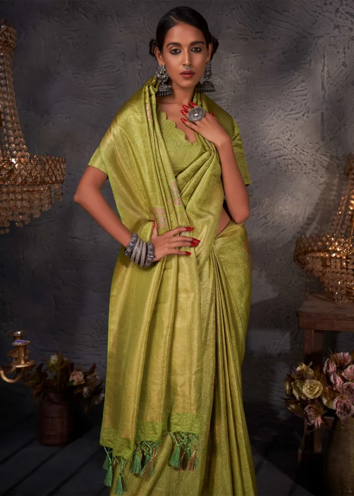 Green Kanjivaram Silk Saree with Zari Weaving