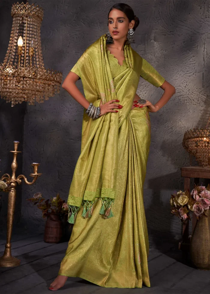 Green Kanjivaram Silk Saree with Zari Weaving