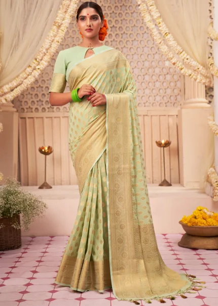 Pastel Green Georgette Banarasi Saree