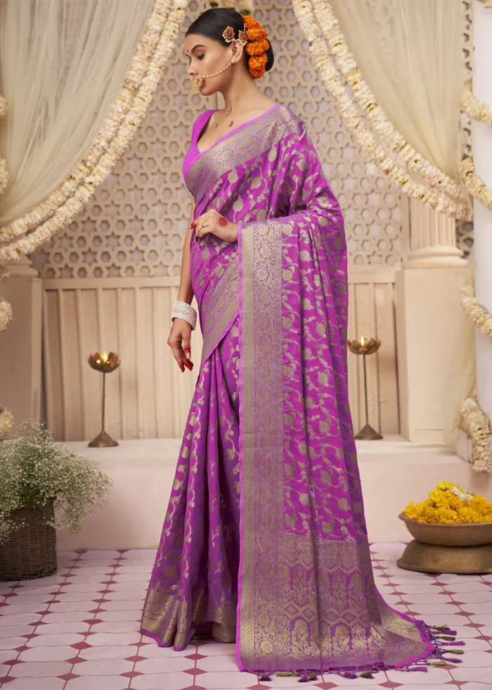 Rani Pink Georgette Banarasi Saree
