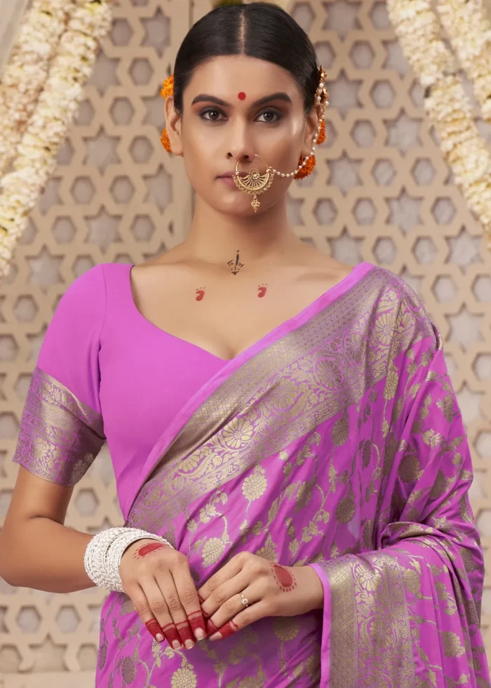 Rani Pink Georgette Banarasi Saree