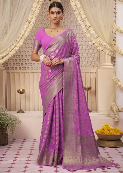Rani Pink Georgette Banarasi Saree