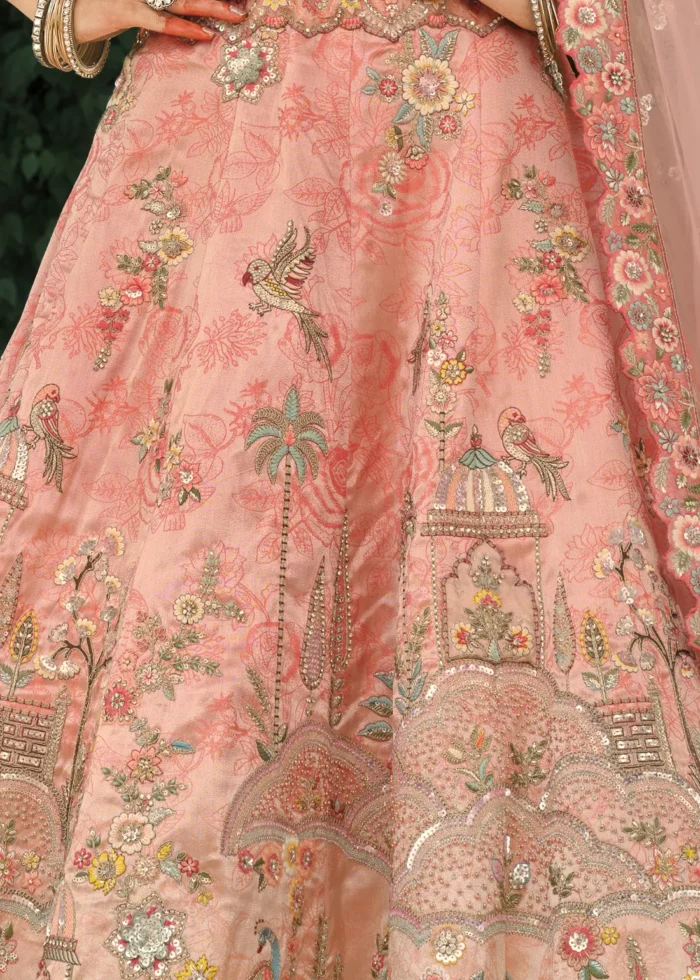 Blush Peach Silk Bridal Lehenga with Heavy Embroidery