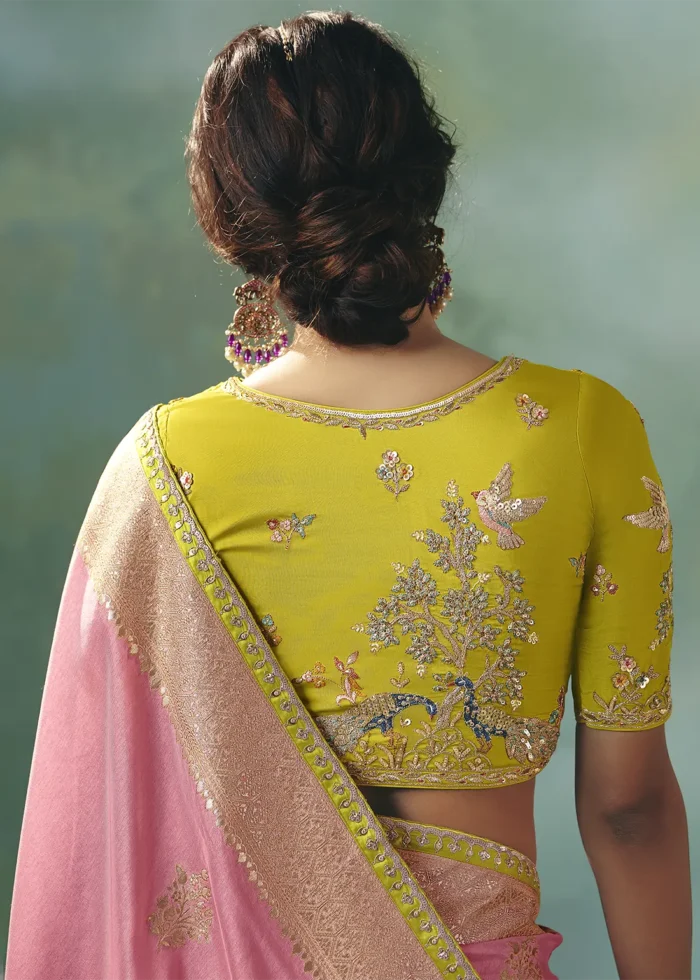Blush Pink Banarasi Dola Silk Saree