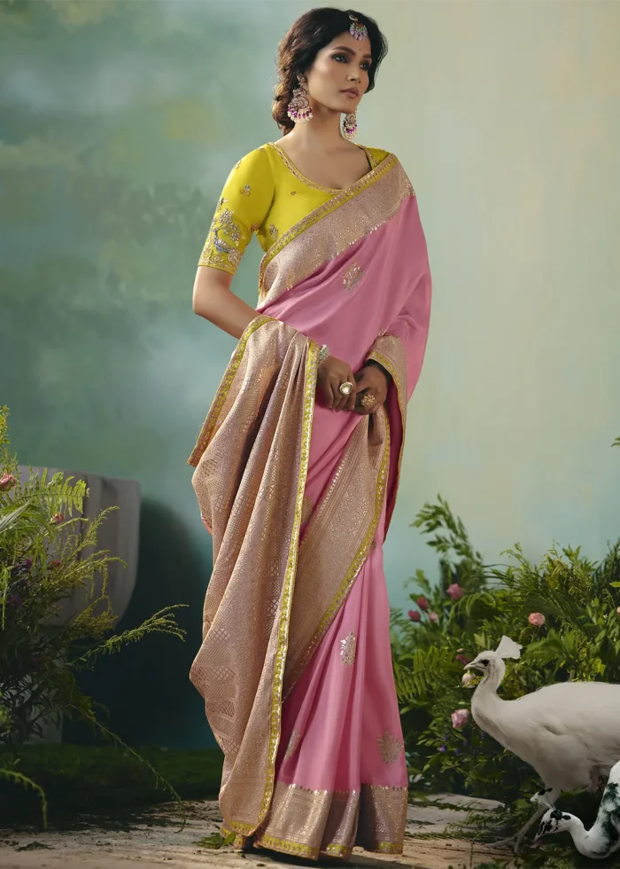 Blush Pink Banarasi Dola Silk Saree