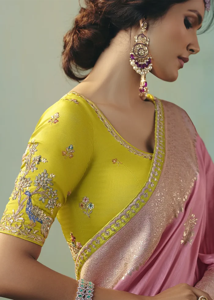 Blush Pink Banarasi Dola Silk Saree