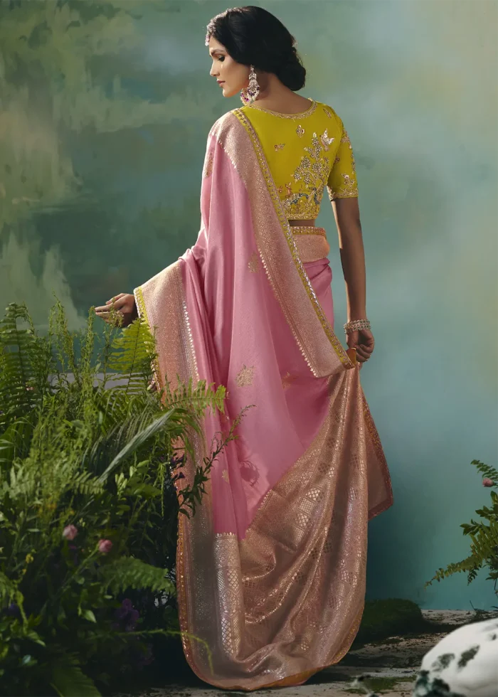 Blush Pink Banarasi Dola Silk Saree
