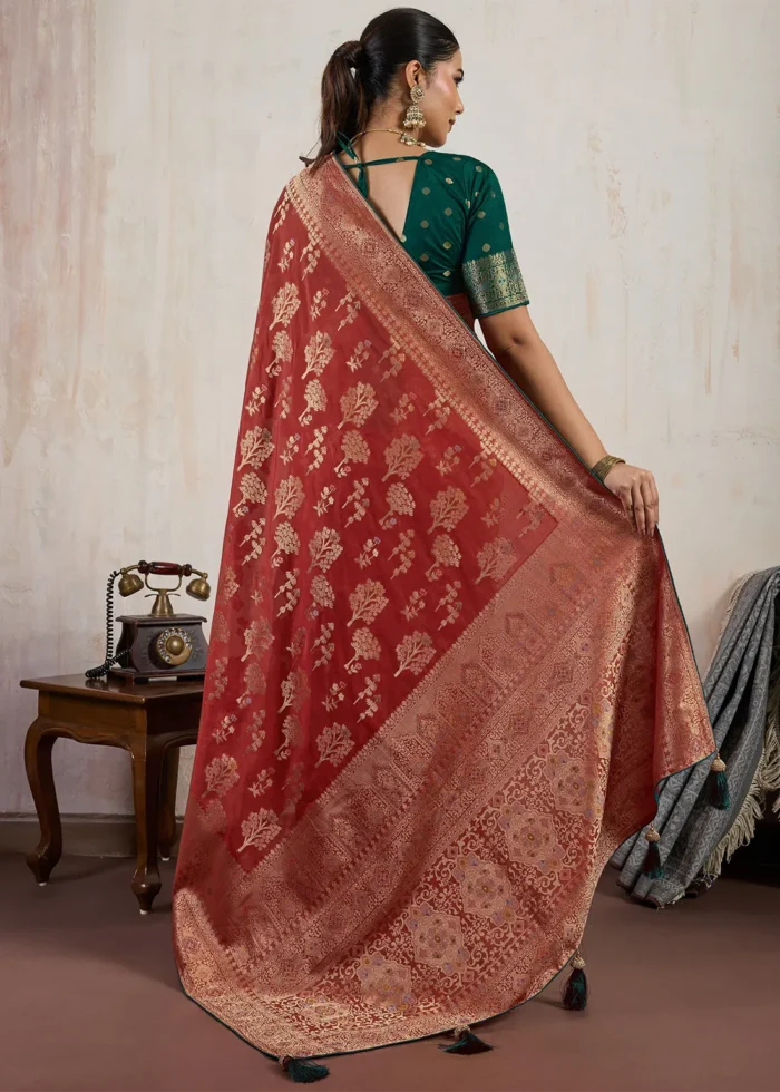 Bridal Red Meenakari Banarasi Saree