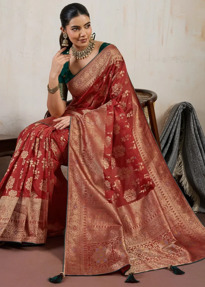 Bridal Red Meenakari Banarasi Saree