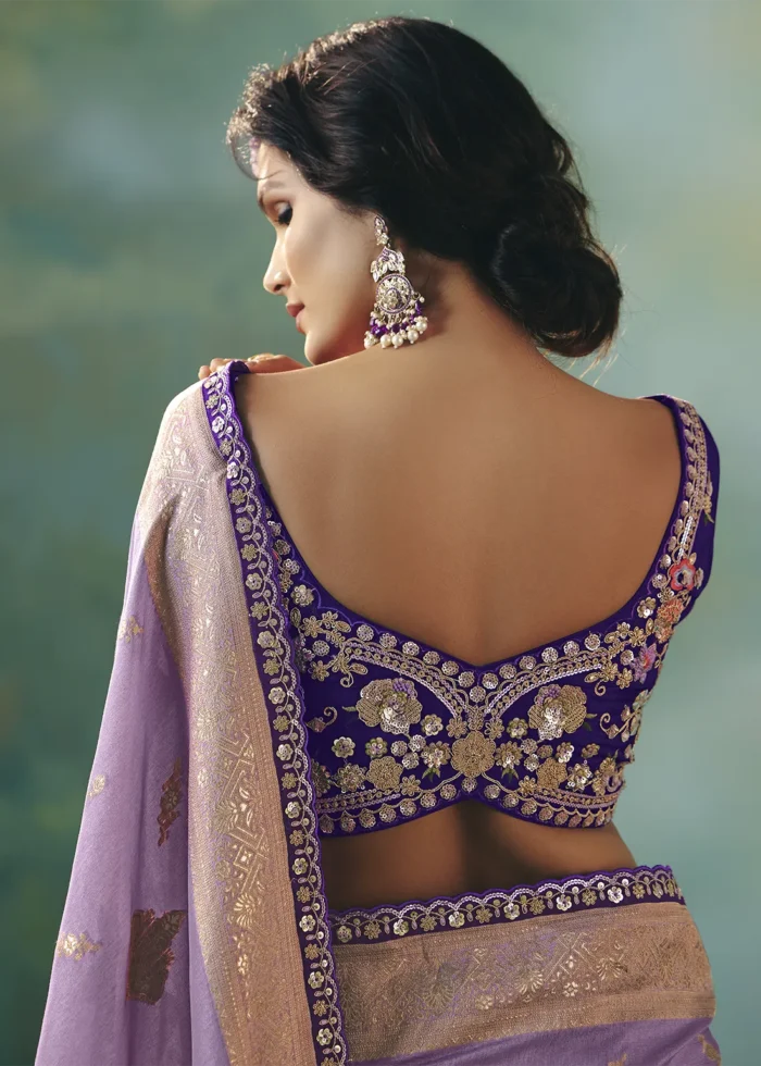 Lavender Banarasi Dola Silk Saree