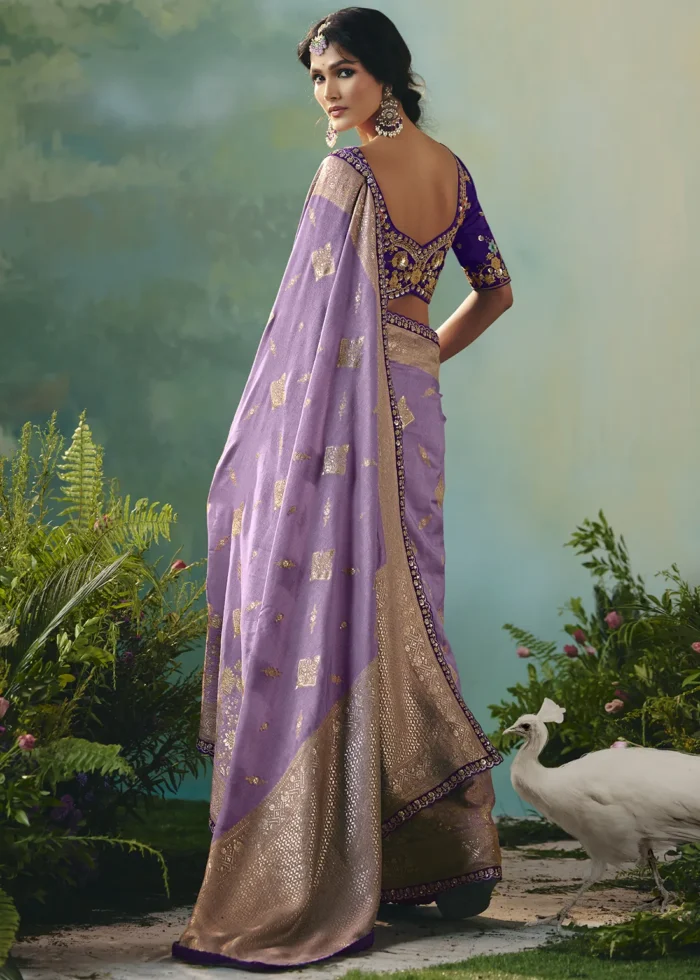 Lavender Banarasi Dola Silk Saree