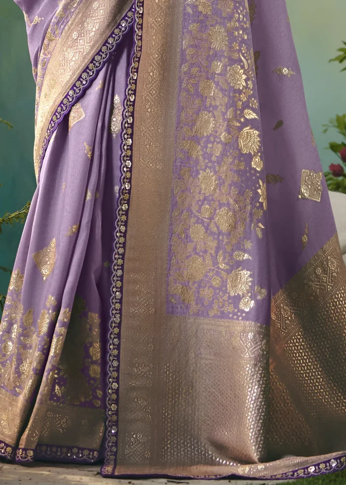 Lavender Banarasi Dola Silk Saree