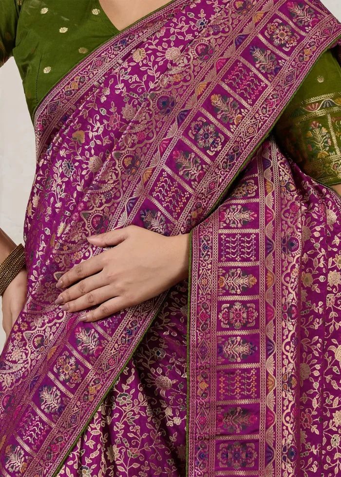 Magenta Meenakari Banarasi Saree