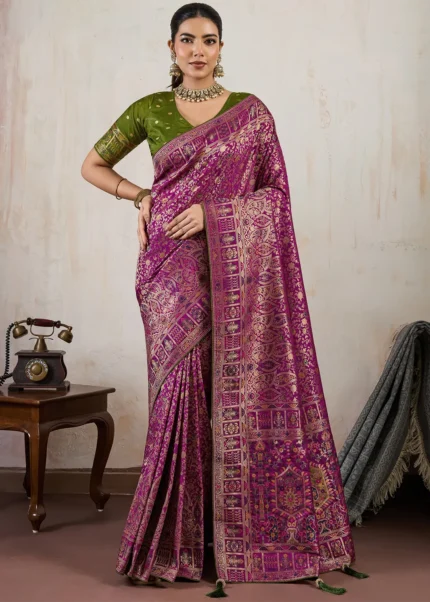 Magenta Meenakari Banarasi Saree