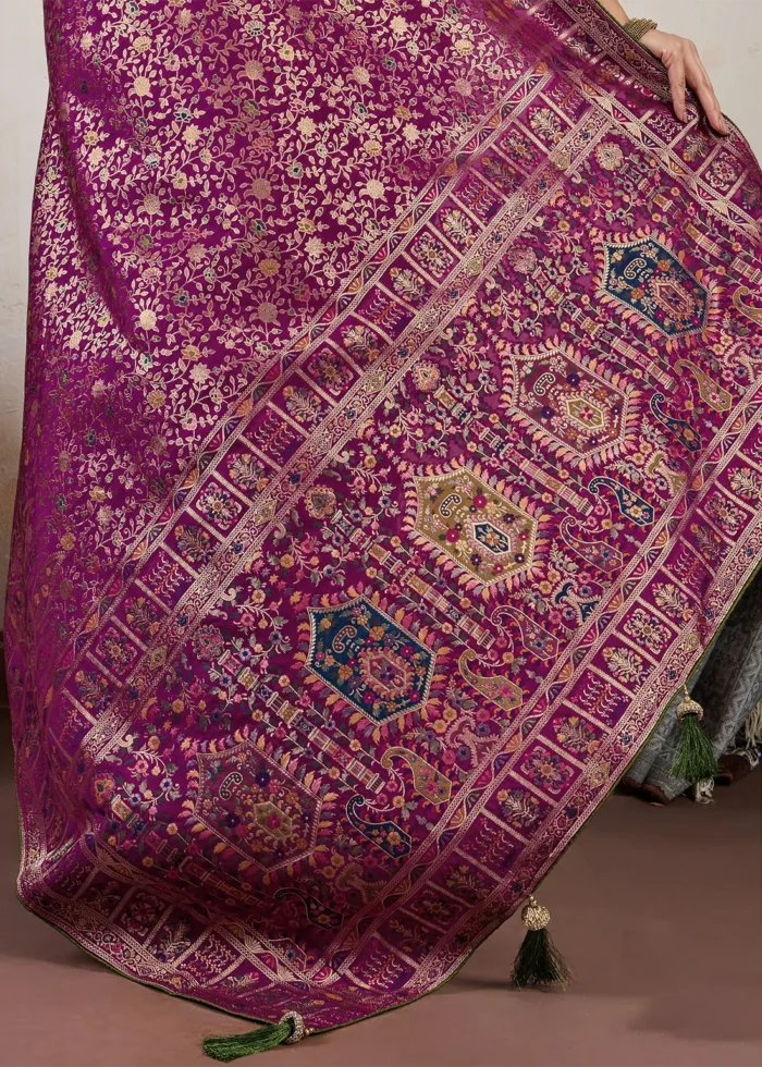 Magenta Meenakari Banarasi Saree