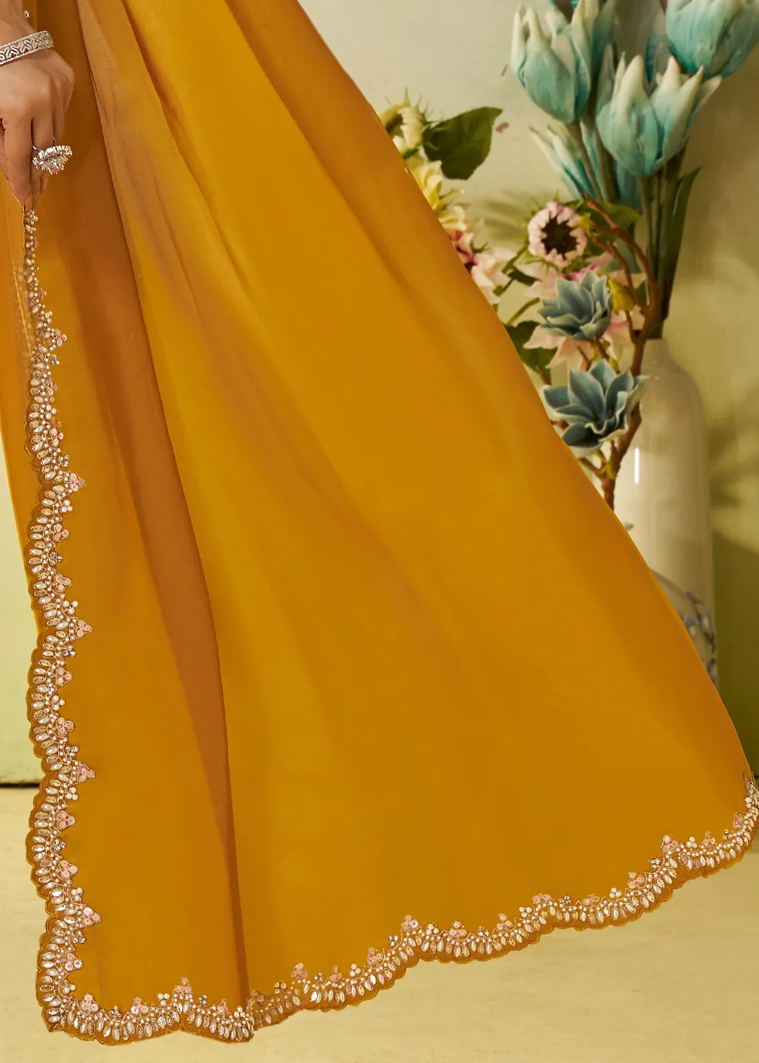 Mustard Yellow Ready to Wear Designer Saree Mustard Yellow Ready to Wear Designer Saree