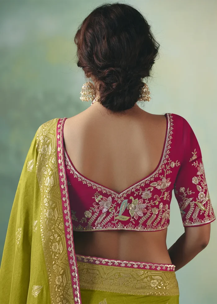 Olive Green Banarasi Dola Silk Saree