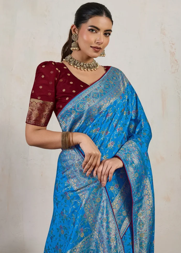 Royal Blue Meenakari Banarasi Saree