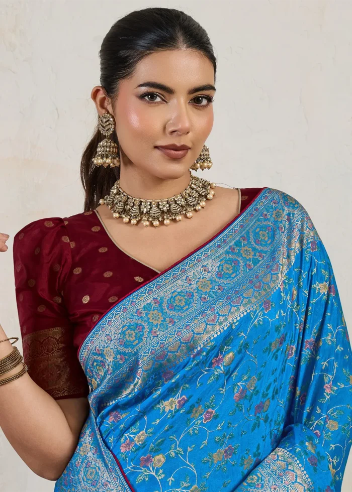 Royal Blue Meenakari Banarasi Saree