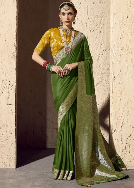 Emerald Green Georgette Banarasi Saree