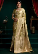 Olive Green Banarasi Saree with Blouse Piece