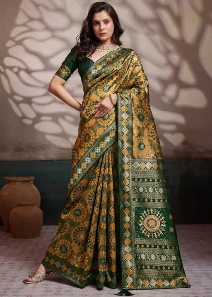 Mustard Yellow Banarasi Saree