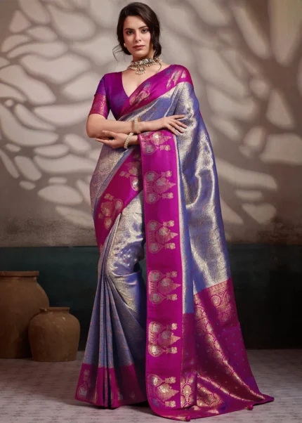 Lavender Kanjivaram Pattu Saree