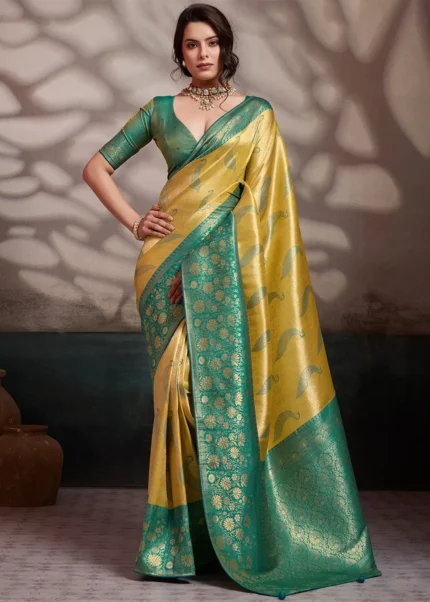 Lemon Yellow Kanjivaram Pattu Saree