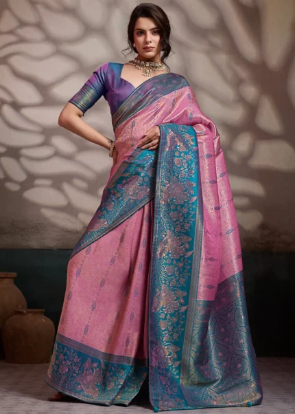 Lotus Pink Kanjivaram Pattu Saree