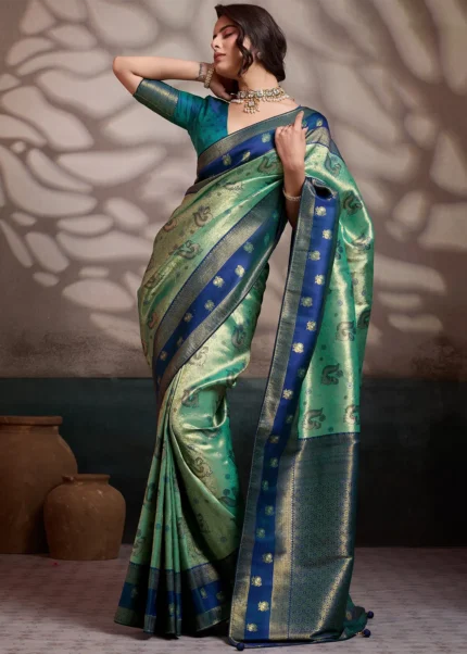 Pista Green Kanjivaram Pattu Saree