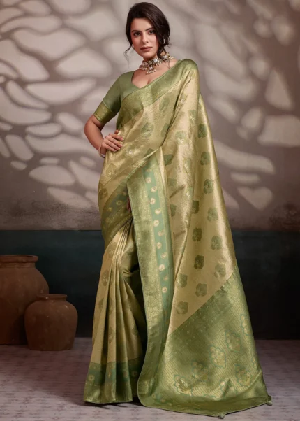 Sage Green Kanjivaram Pattu Saree