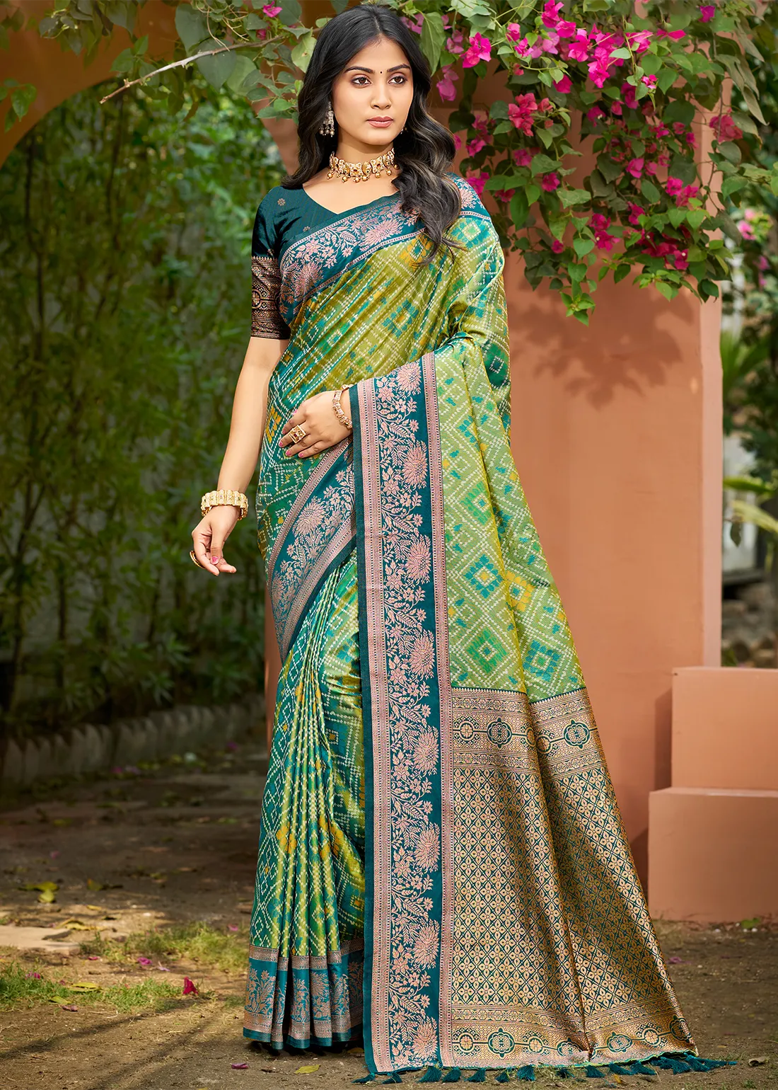 Chartreuse Green Woven Patola Saree Chartreuse Green Woven Patola Saree