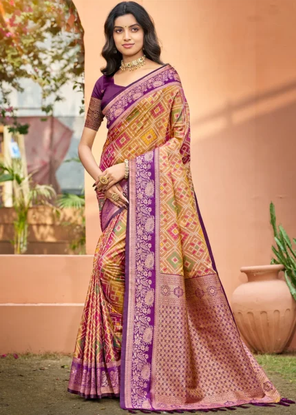 Mustard Gold Woven Patola Saree