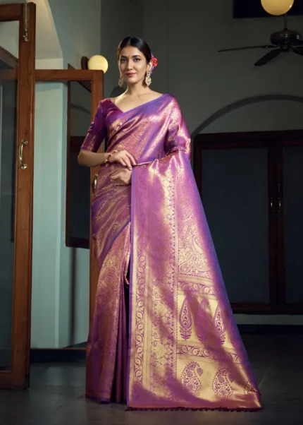 Amethyst Purple Kanjivaram Silk Saree