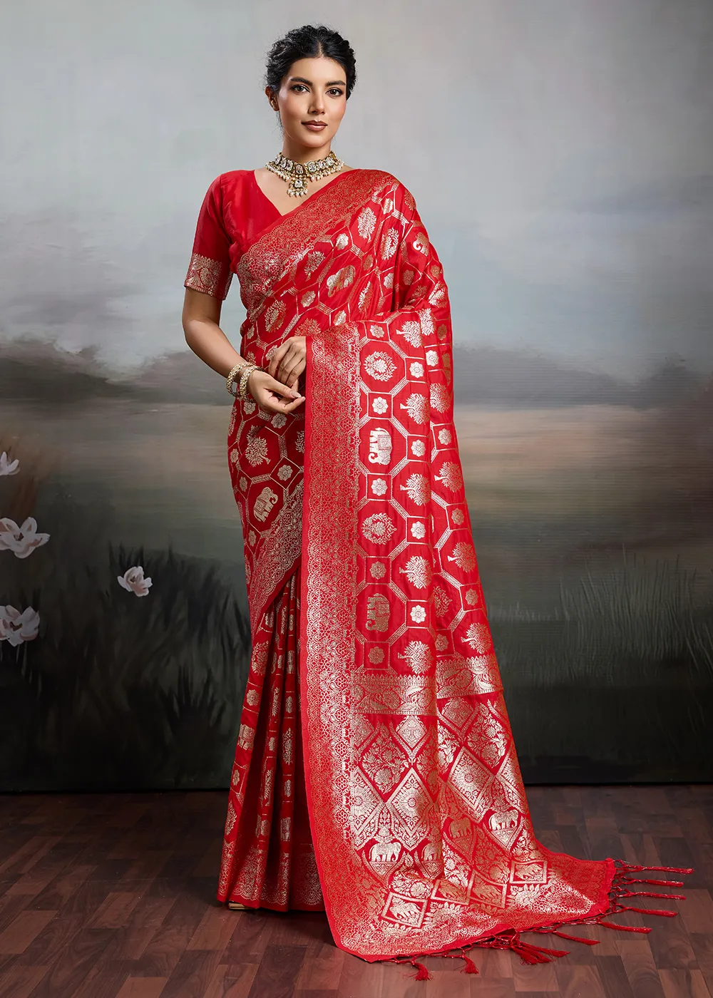 Bridal Red Banarasi Silk Saree Bridal Red Banarasi Silk Saree