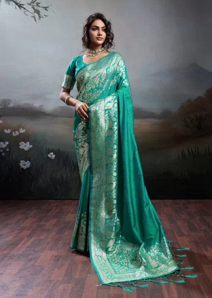 Rama Green Banarasi Silk Saree