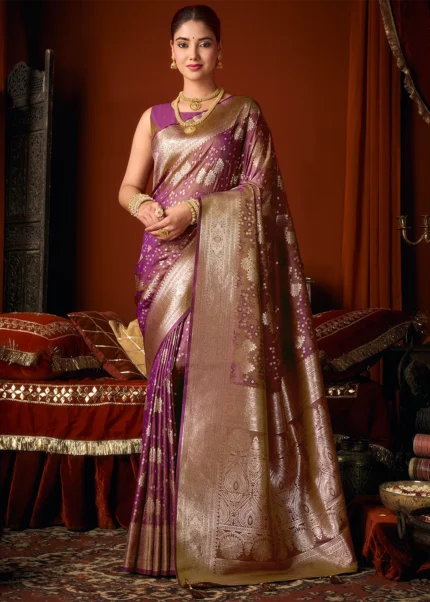 Mulberry Purple Banarasi Saree