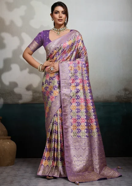 Purple Meenakari Rangkat Banarasi Saree