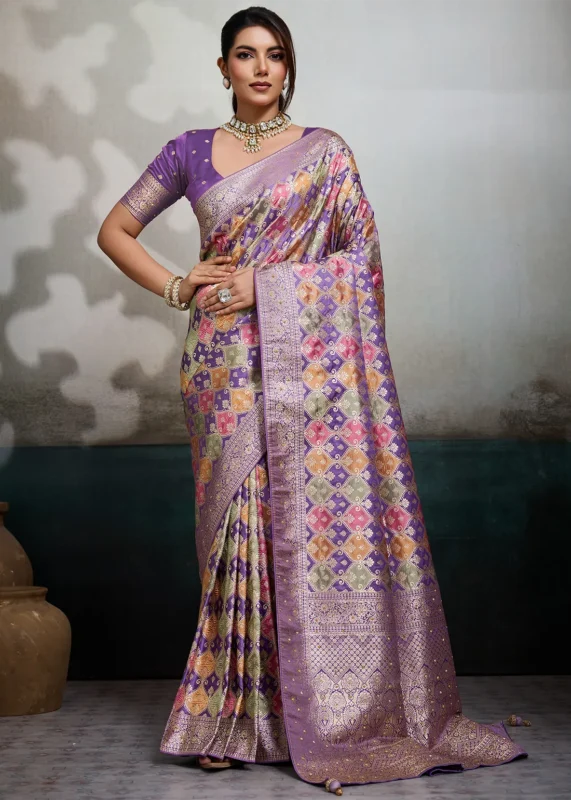 Purple Meenakari Rangkat Banarasi Saree